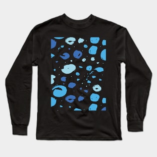 uneven pattern blue brush effect Long Sleeve T-Shirt